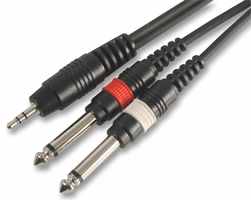 2 x Mono Jack Plug to Stereo Minijack Cable